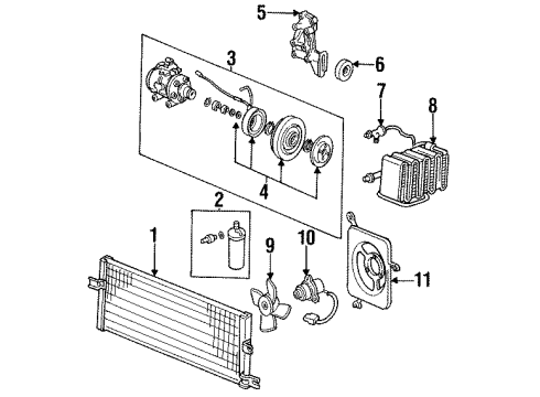 1989 Acura Integra Air Conditioner Pulley, Idle Diagram for 38942-PG6-010
