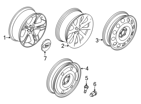 2016 Ford Police Interceptor Sedan Wheels, Center Cap Wheel, Alloy Diagram for DG1Z-1007-H