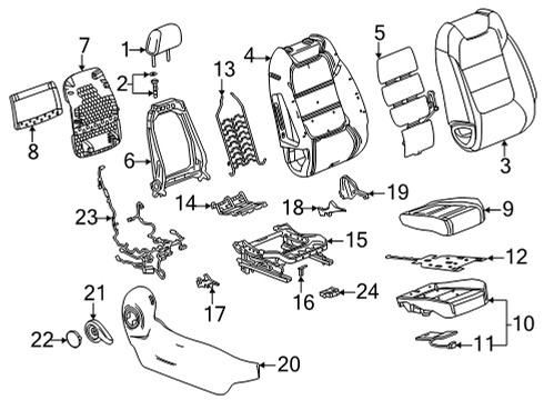 2021 Chevrolet Trailblazer Passenger Seat Components Seat Back Frame Spring Diagram for 13521579