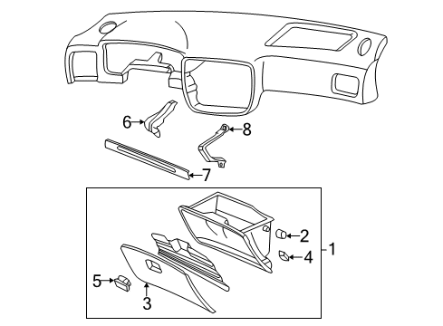 1996 Honda Civic Glove Box Frame, Glove Box Diagram for 77551-S01-A01
