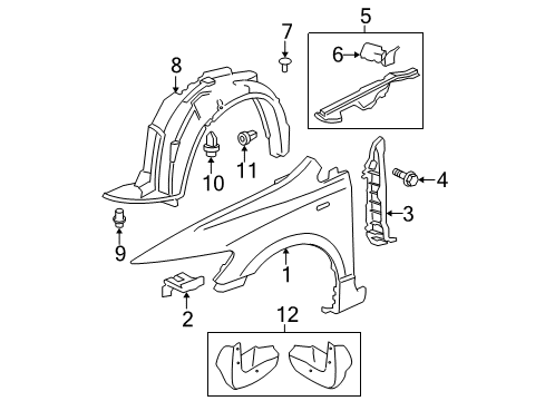 2011 Honda Civic Fender & Components Enclosure, L. FR. Fender Diagram for 74155-SVA-A00