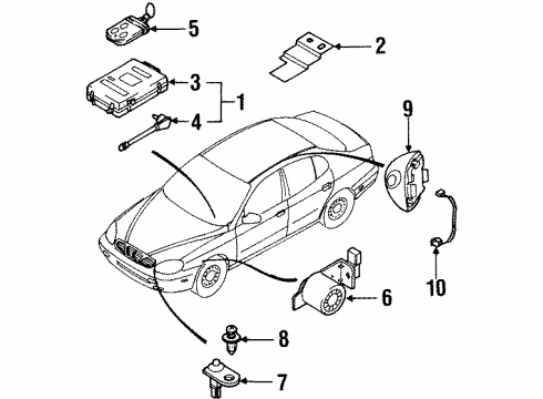 2002 Daewoo Leganza Anti-Theft Components Switch Fastener Diagram for 94530372