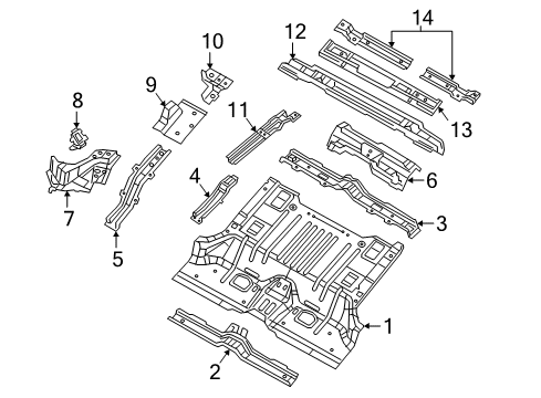 2018 Jeep Wrangler Rear Floor & Rails CROSSMEMBER-Rear Floor Diagram for 68302947AB