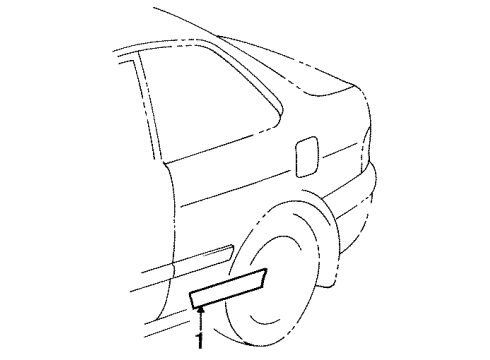 1998 Toyota Tercel Exterior Trim - Quarter Panel Moulding, Quarter, Outside RH Diagram for 75651-16430-B2