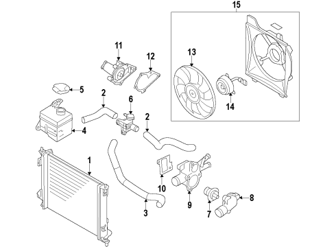 2010 Kia Soul Cooling System, Radiator, Water Pump, Cooling Fan Blower Assembly Diagram for 253802K000