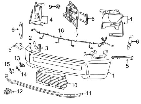 2018 Ram 3500 Parking Aid Cap-Front Bumper Upper Diagram for 55372918AD