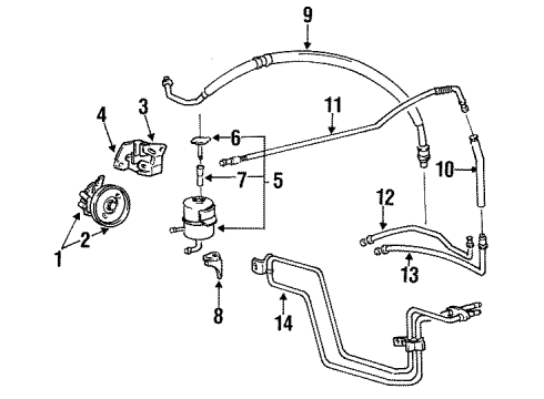 1993 Hyundai Elantra P/S Pump & Hoses, Steering Gear & Linkage Pump Assembly-Power Steering Oil Diagram for 57110-28010