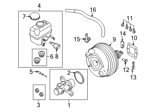 2012 Ford Mustang Dash Panel Components Master Cylinder Gasket Diagram for 9R3Z-2152-A