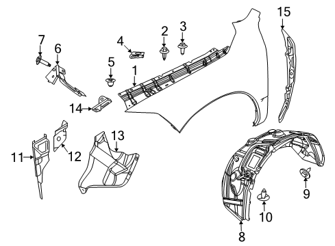 2017 Ram 1500 Fender & Components Shield-WHEELHOUSE Diagram for 55112806AA