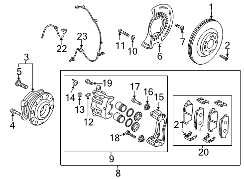 2021 Hyundai Palisade Front Brakes Rod Assembly-Guide(A) Diagram for 58161-4H000