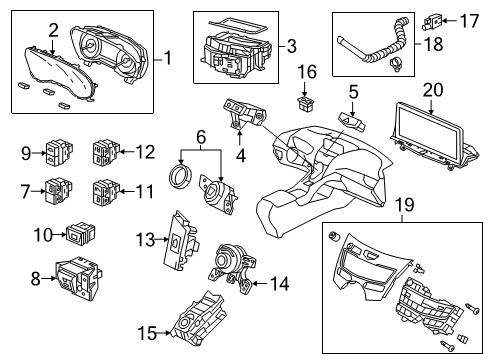 2022 Acura RDX Cluster & Switches, Instrument Panel Switch Assembly, Epb Diagram for 35355-TJB-A01
