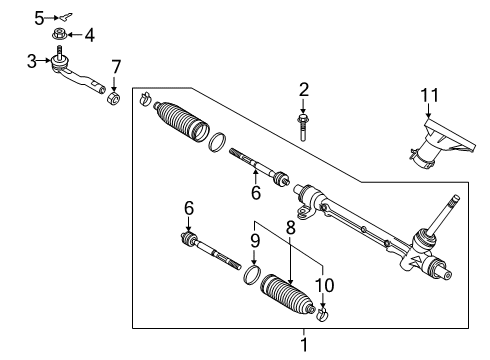 2019 Toyota Yaris Steering Column & Wheel, Steering Gear & Linkage Outer Tie Rod Diagram for 45046-WB002