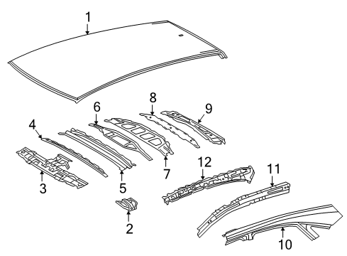 2019 Lexus NX300h Roof & Components Rail Roof Side Out Diagram for 61211-78902