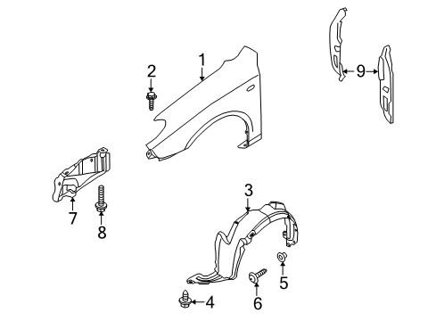 2009 Hyundai Elantra Fender & Components Front Wheel Guard Assembly, Right Diagram for 86812-2L000