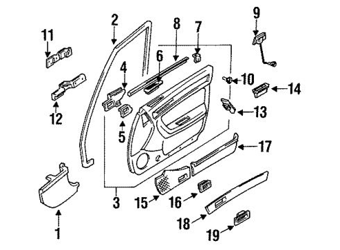 1992 Acura Vigor Front Door Switch Assembly, Power Window Master (Graphite Black) Diagram for 35750-SL5-A01ZA