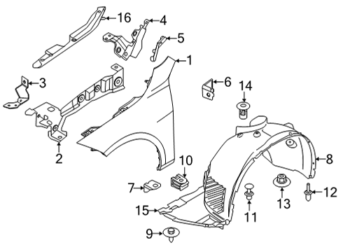 2022 BMW 228i xDrive Gran Coupe Fender & Components COVER FOR WHEELHOUSING, FRON Diagram for 51717436628