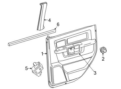 2015 Ram 1500 Rear Door Cover-Rear Door Fixed Glass Diagram for 1GQ52BD1AC