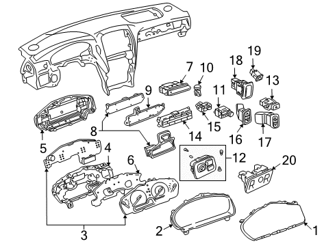 2006 Lexus LS430 Switches Computer Sub-Assembly Diagram for 83801-50201