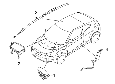 2020 Hyundai Veloster N Air Bag Components Sab Module Assembly-Front, RH Diagram for 80620-J3500