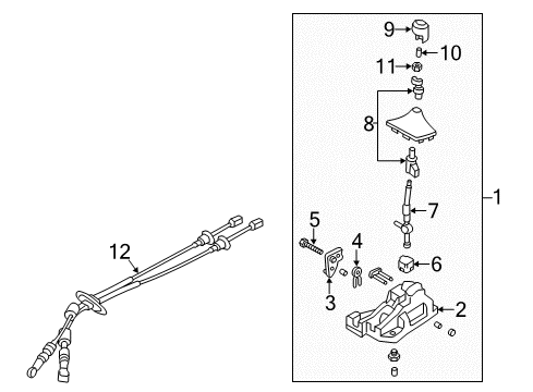 2014 Hyundai Veloster Manual Transmission Lever Assembly-Gear Shift Diagram for 43720-2V100