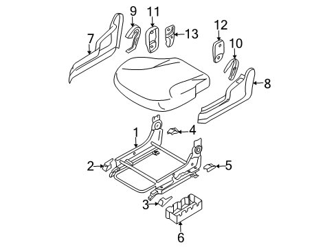 2009 Hyundai Tucson Tracks & Components Cover-Front Seat RECLINER Passenger R Diagram for 88225-2E500-J9