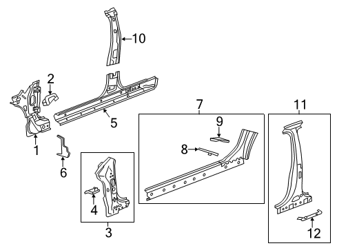 2014 Chevrolet Malibu Center Pillar, Hinge Pillar, Rocker Panel Center Pillar Reinforcement Diagram for 22948849