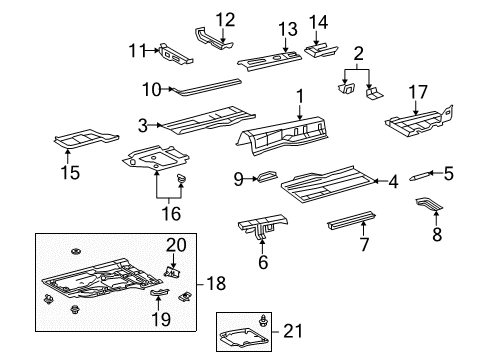 2009 Lexus LS600h Floor & Rails Reinforcement, Front Floor Diagram for 57425-50050