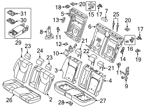 2019 Ford Police Responder Hybrid Rear Seat Components Seat Cushion Pad Diagram for DS7Z-5463840-H