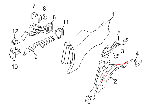 2009 BMW Z4 Inner Structure - Quarter Panel Left Inner Lateral Trim Panel Diagram for 41007225055