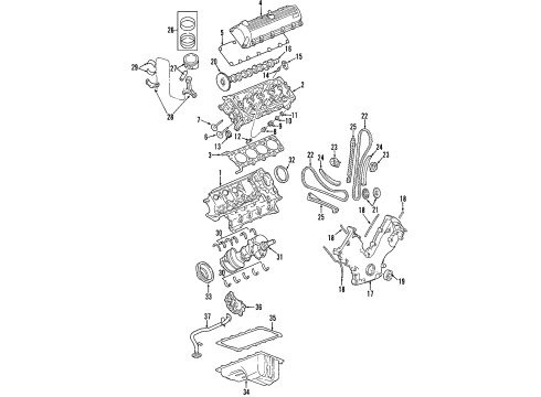 2007 Ford F-250 Super Duty Engine Parts, Mounts, Cylinder Head & Valves, Camshaft & Timing, Oil Pan, Oil Pump, Crankshaft & Bearings, Pistons, Rings & Bearings, Variable Valve Timing Rear Seal Diagram for F65Z-6310-A