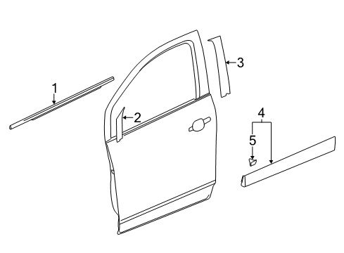 2022 Buick Encore Exterior Trim - Front Door Lower Molding Diagram for 95275366