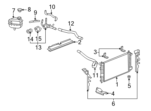 2007 Saturn Aura Radiator & Components Thermostat Diagram for 12572866