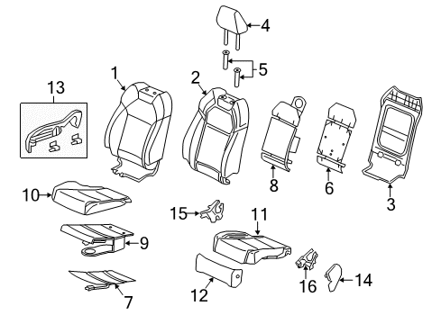 2018 Acura MDX Passenger Seat Components Pad, Right Front Diagram for 81137-TZ5-A61