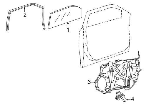 2019 Chrysler 300 Front Door - Glass & Hardware WEATHERSTRIP-Front Door Glass Diagram for 68039966AF