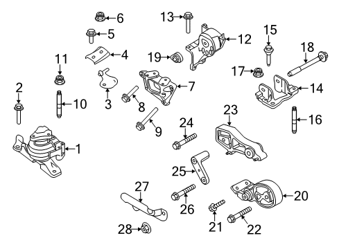 2016 Lincoln MKS Engine & Trans Mounting Mount Bracket Bolt Diagram for -W711873-S439