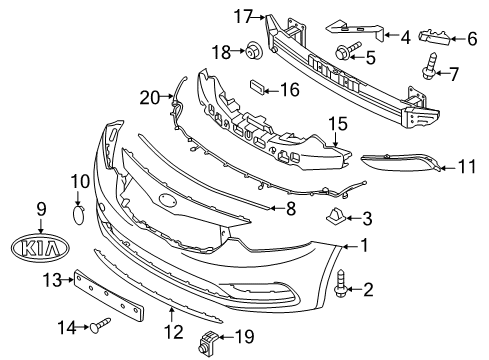 2016 Kia Forte Front Bumper Bracket-Front Bumper Upper Diagram for 86518A7000