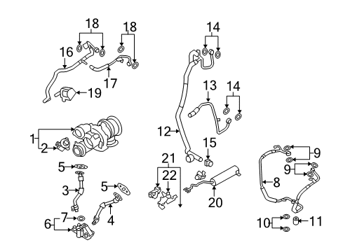 2015 BMW 750Li xDrive Turbocharger Turbocharger Coolant Line Hose Diagram for 11537578687