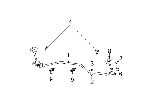 2000 Dodge Dakota Stabilizer Bar & Components - Rear Bracket-STABILIZER Bar Diagram for 52038968
