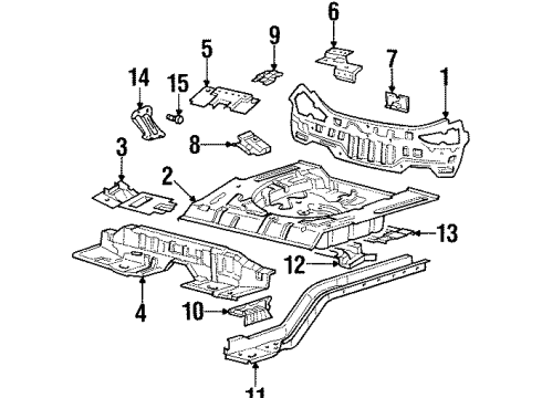 2001 Hyundai Tiburon Rear Body Panel, Floor & Rails Reinforcement Assembly-Rear Seat Back M Diagram for 65538-27010