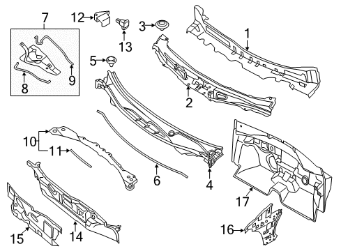 2015 Nissan Altima Cowl Extension COWL Top Diagram for 66315-3TA0A