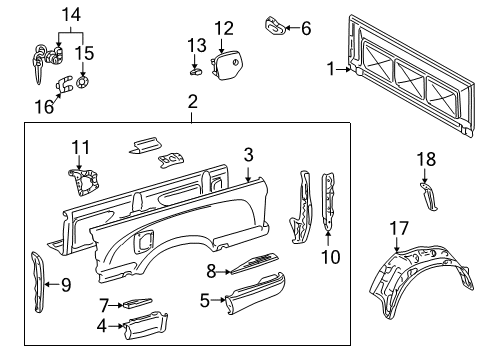 2004 Toyota Tacoma Front & Side Panels Wheelhouse Brace Diagram for 65655-89103