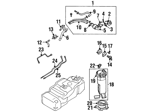 2003 Isuzu Axiom Fuel System Components Clip Fuel Hose Diagram for 8-98008-098-0