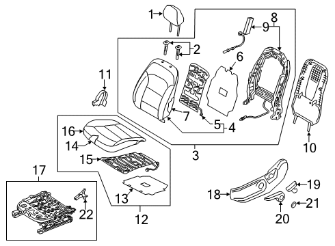 2019 Hyundai Elantra Driver Seat Components Knob Height-Front Seat, LH Diagram for 88195-F2000-TRY