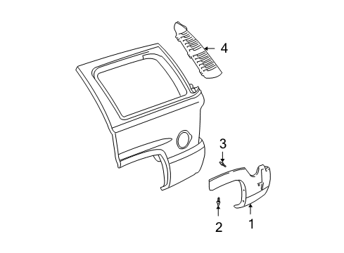 2003 Cadillac Escalade Exterior Trim - Quarter Panel Side Molding Diagram for 89044655