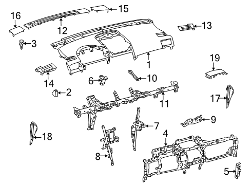 2012 Lexus HS250h Cluster & Switches, Instrument Panel Brace Sub-Assy, Instrument Panel, NO.1 Diagram for 55306-75030