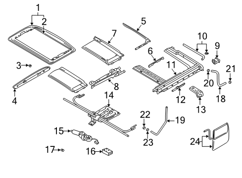 2003 Hyundai Tiburon Sunroof Nut Diagram for 1339506003