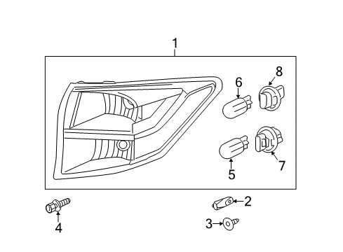 2014 Acura RDX Bulbs Taillight Assembly, Passenger Side Diagram for 33500-TX4-A01