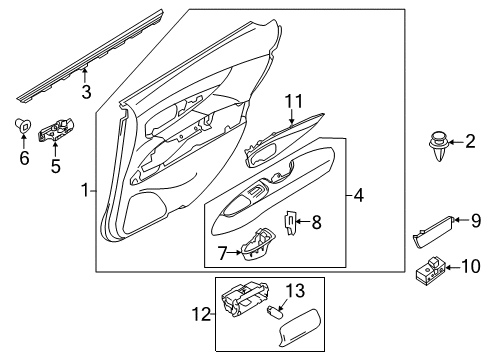 2012 Infiniti M35h Rear Door Rear Door Grip Assembly, Right Diagram for 82940-1MB0B