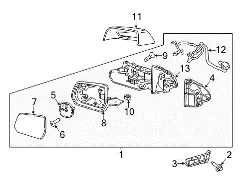 2020 GMC Acadia Outside Mirrors Mirror Assembly Diagram for 84443079