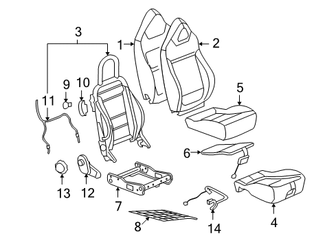 2010 Saturn Sky Front Seat Components Seat Cushion Pad Diagram for 84447741